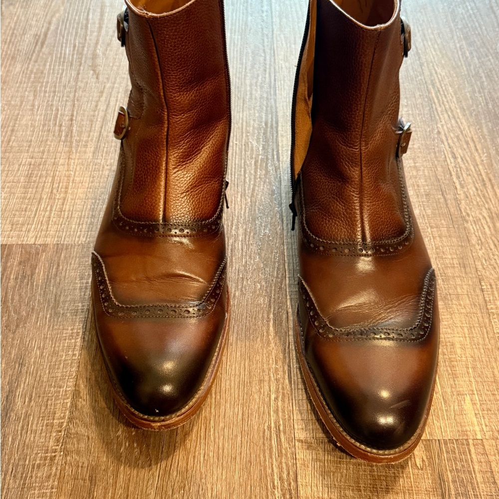 Taft Brown Leather Chelsea Boots with Brogue Detailing